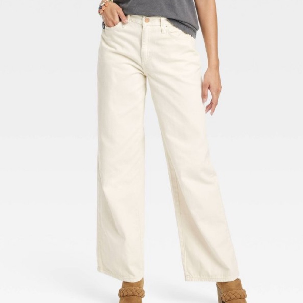 Cream Wide Leg Jeans 10/30